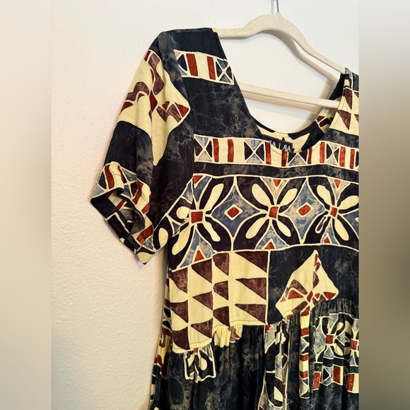 VTG Java Lava Hawaiian Tropical Vacation Mini Dress Pockets Medium Floral EUC - Picture 2 of 6